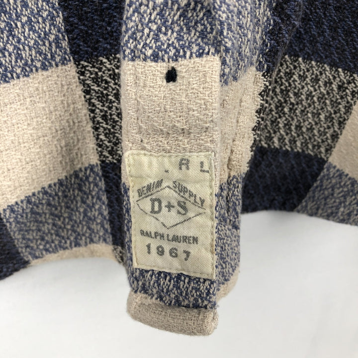 Ralph Lauren DENIM&SUPPLY Long-Sleeve Flannel Check Shirt, Men's Size XL (approx.) cotton blue type Vintage Second Hand