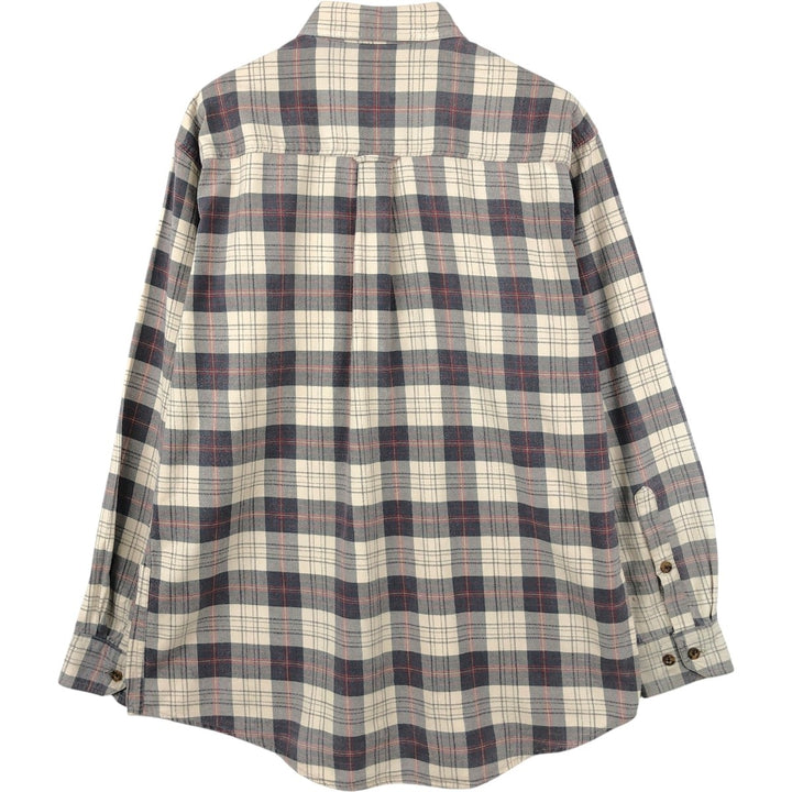 2000'S Woolrich Long-Sleeve Button-Down Light Flannel Check Shirt, Men's Size M (approx.) cotton gray type Vintage Second Hand