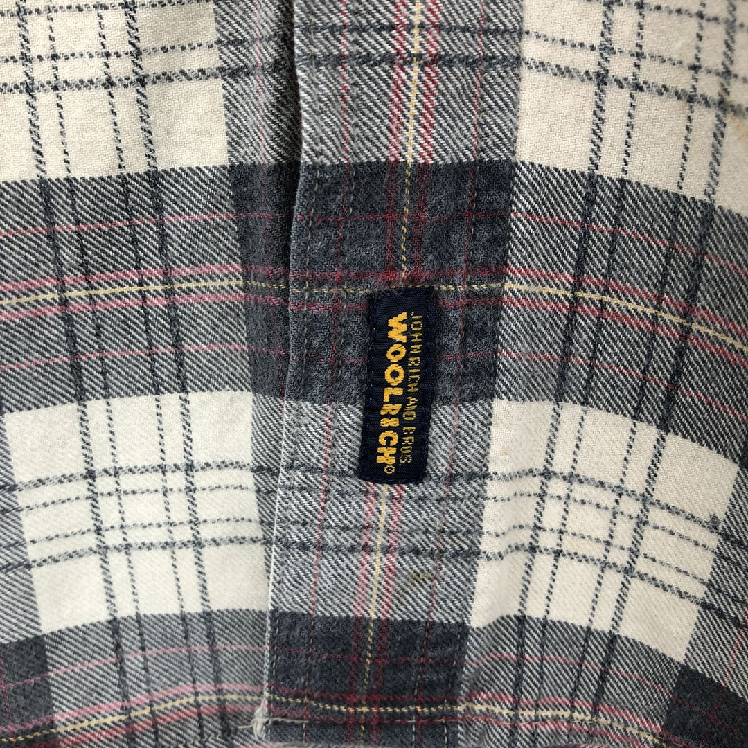2000'S Woolrich Long-Sleeve Button-Down Light Flannel Check Shirt, Men's Size M (approx.) cotton gray type Vintage Second Hand