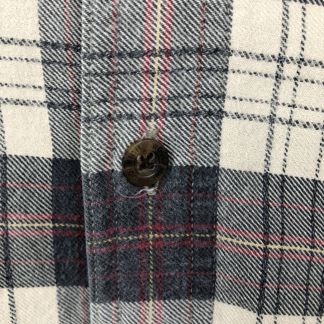 2000'S Woolrich Long-Sleeve Button-Down Light Flannel Check Shirt, Men's Size M (approx.) cotton gray type Vintage Second Hand