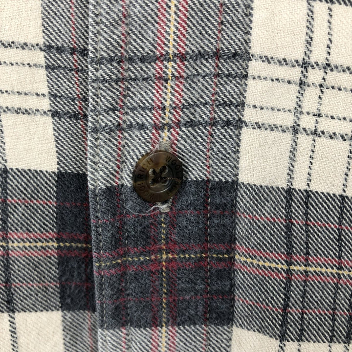 2000'S Woolrich Long-Sleeve Button-Down Light Flannel Check Shirt, Men's Size M (approx.) cotton gray type Vintage Second Hand