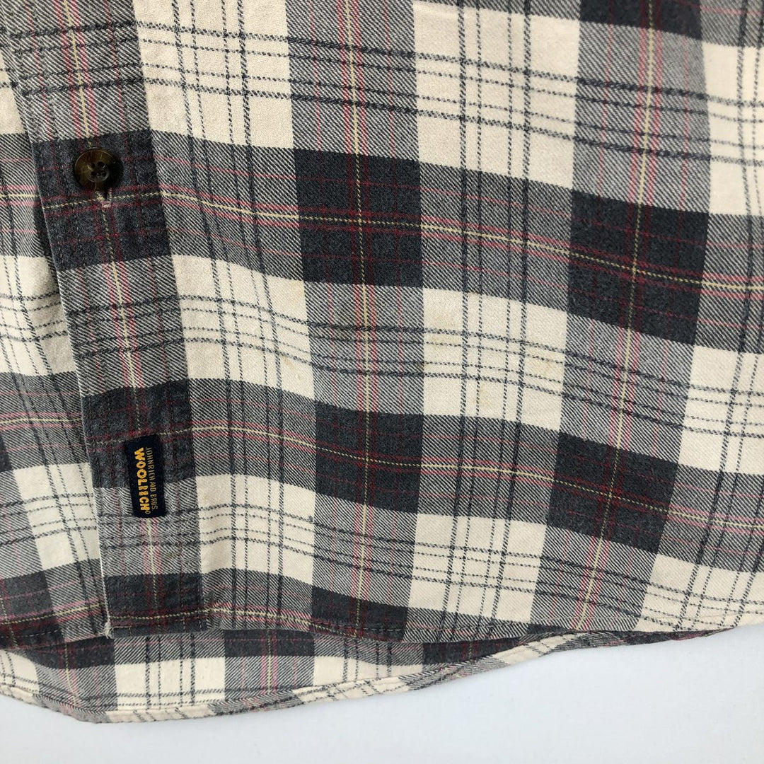 2000'S Woolrich Long-Sleeve Button-Down Light Flannel Check Shirt, Men's Size M (approx.) cotton gray type Vintage Second Hand