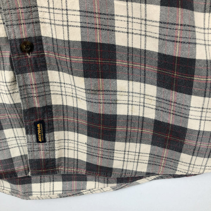 2000'S Woolrich Long-Sleeve Button-Down Light Flannel Check Shirt, Men's Size M (approx.) cotton gray type Vintage Second Hand
