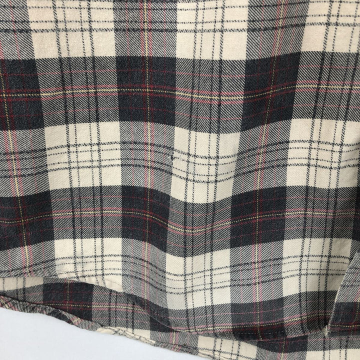 2000'S Woolrich Long-Sleeve Button-Down Light Flannel Check Shirt, Men's Size M (approx.) cotton gray type Vintage Second Hand