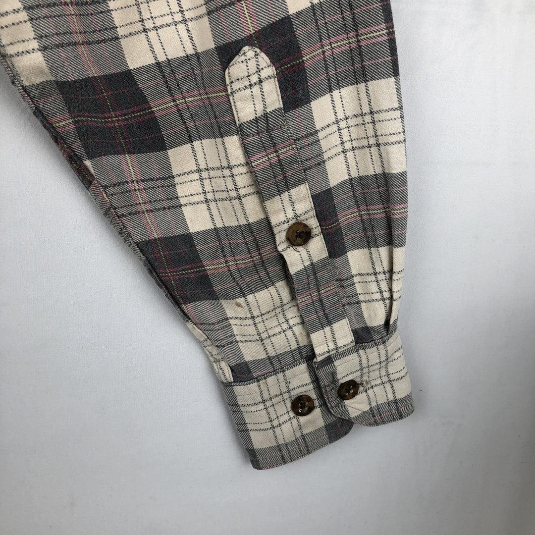2000'S Woolrich Long-Sleeve Button-Down Light Flannel Check Shirt, Men's Size M (approx.) cotton gray type Vintage Second Hand
