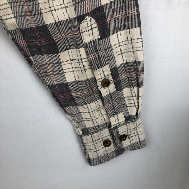 2000'S Woolrich Long-Sleeve Button-Down Light Flannel Check Shirt, Men's Size M (approx.) cotton gray type Vintage Second Hand