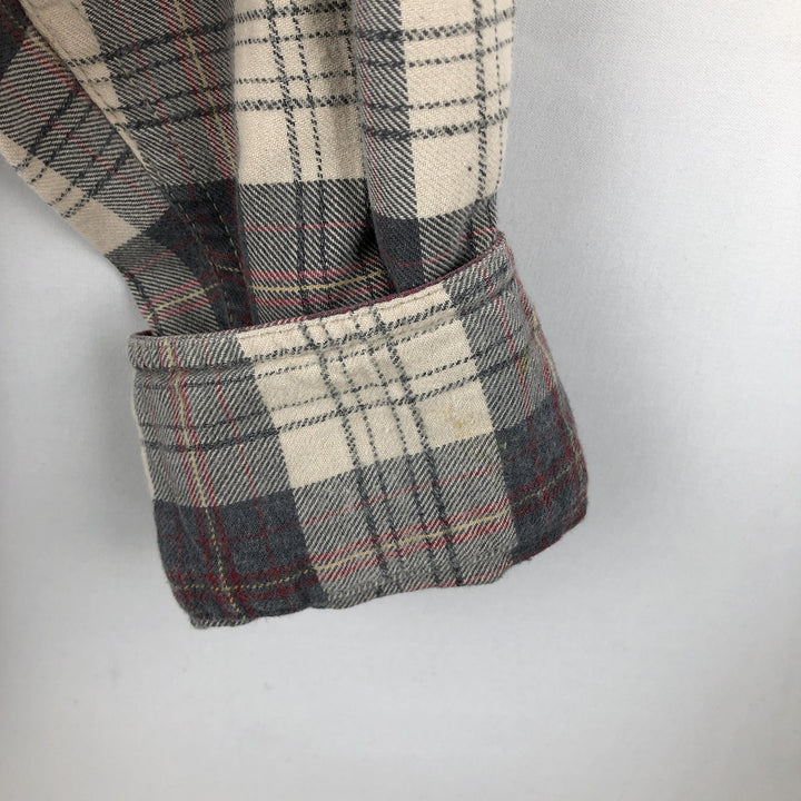 2000'S Woolrich Long-Sleeve Button-Down Light Flannel Check Shirt, Men's Size M (approx.) cotton gray type Vintage Second Hand