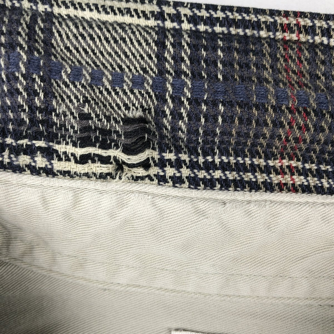 90s-00'S Columbia all-over print long-sleeved button-down flannel check shirt, men's size L (approx.) cotton navy blue type Vintage Second Hand