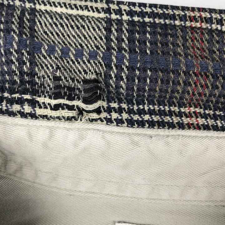 90s-00'S Columbia all-over print long-sleeved button-down flannel check shirt, men's size L (approx.) cotton navy blue type Vintage Second Hand