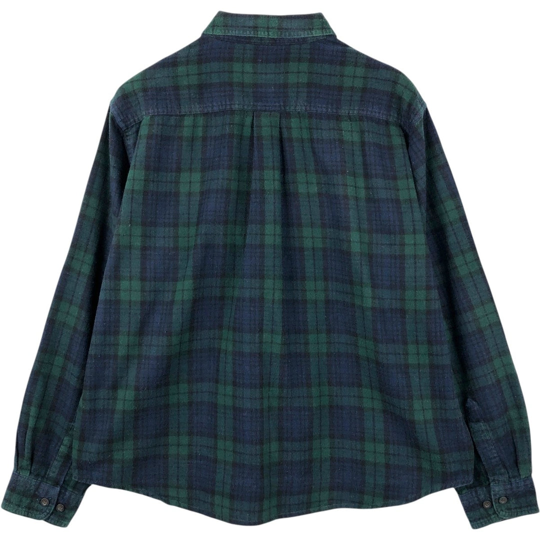 LLBean Long Sleeve Button Down Light Flannel Check Shirt, Men's Size L cotton Green type dark green Vintage Second Hand