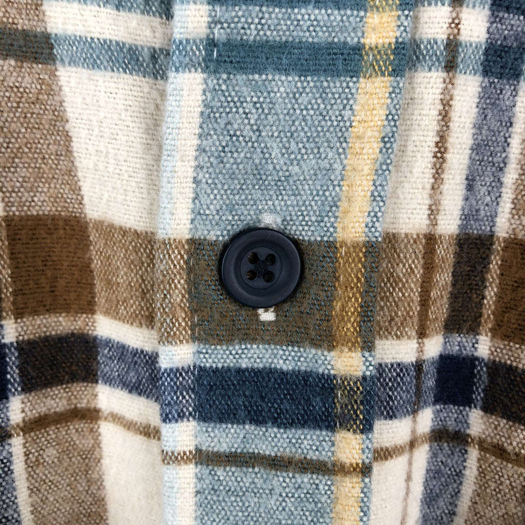 90s-00'S L.L.Bean Traditional Fit Long-Sleeve Heavy Flannel Check Shirt, Men's Size M (approx.) cotton Beige type Vintage Second Hand