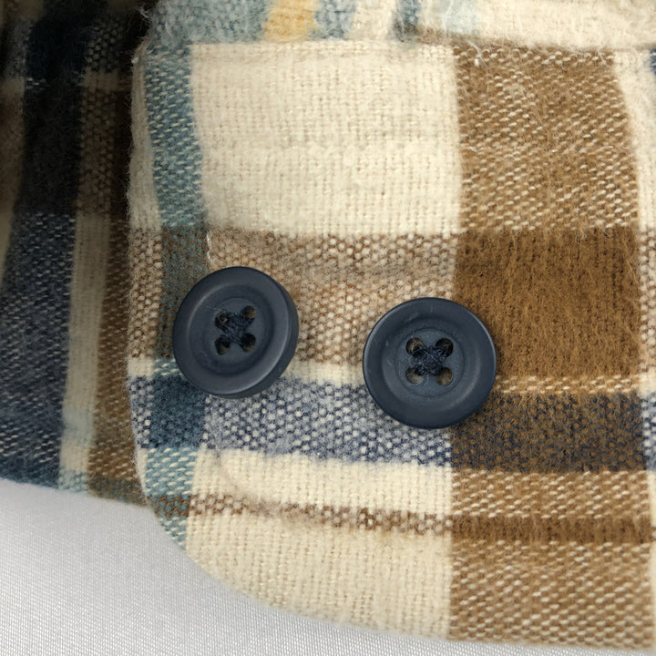 90s-00'S L.L.Bean Traditional Fit Long-Sleeve Heavy Flannel Check Shirt, Men's Size M (approx.) cotton Beige type Vintage Second Hand