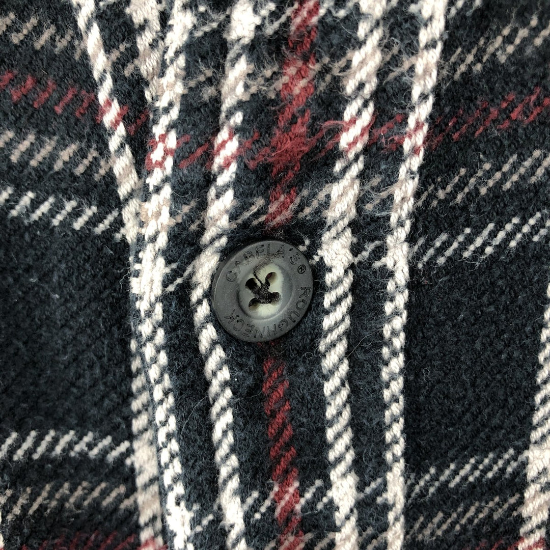 Cabelas Long-Sleeve Flannel Check Shirt, Men's Size L (approx.) cotton black type Vintage Second Hand