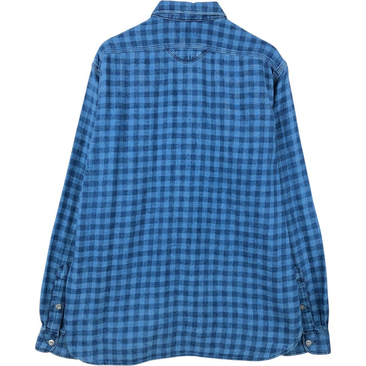 Ralph Lauren POLO RALPH LAUREN Long-Sleeve Light Flannel Check Shirt, Men's Size L (approx.) cotton blue type Vintage Second Hand