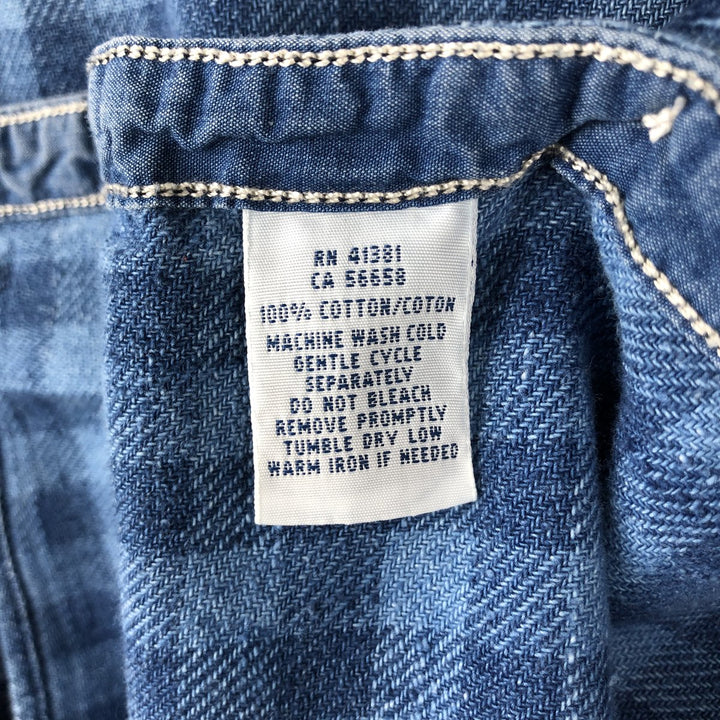 Ralph Lauren POLO RALPH LAUREN Long-Sleeve Light Flannel Check Shirt, Men's Size L (approx.) cotton blue type Vintage Second Hand