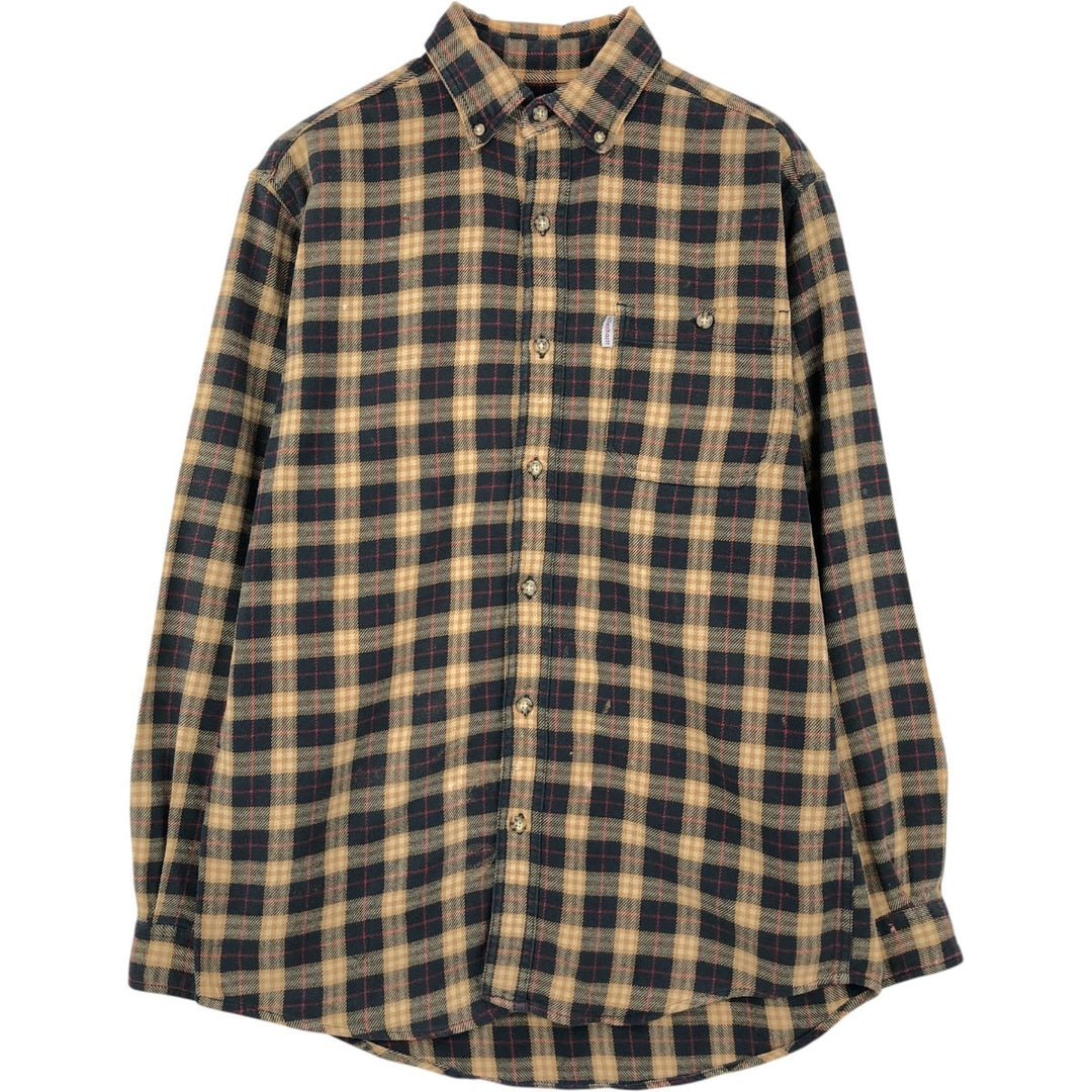 Carhartt long-sleeved button-down light flannel check shirt, men's size M cotton black type Vintage Second Hand