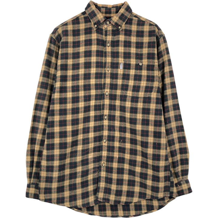 Carhartt long-sleeved button-down light flannel check shirt, men's size M cotton black type Vintage Second Hand