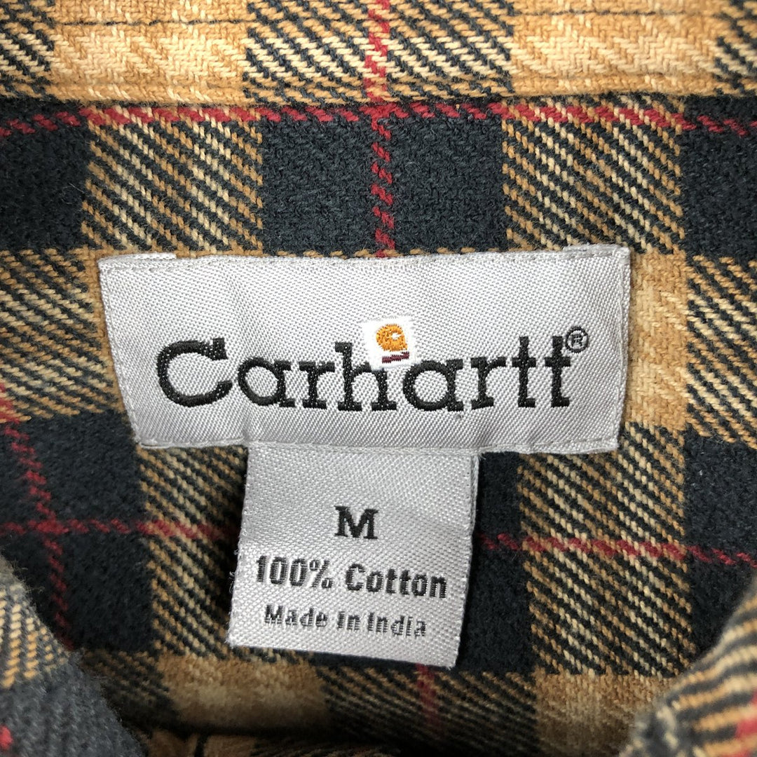 Carhartt long-sleeved button-down light flannel check shirt, men's size M cotton black type Vintage Second Hand