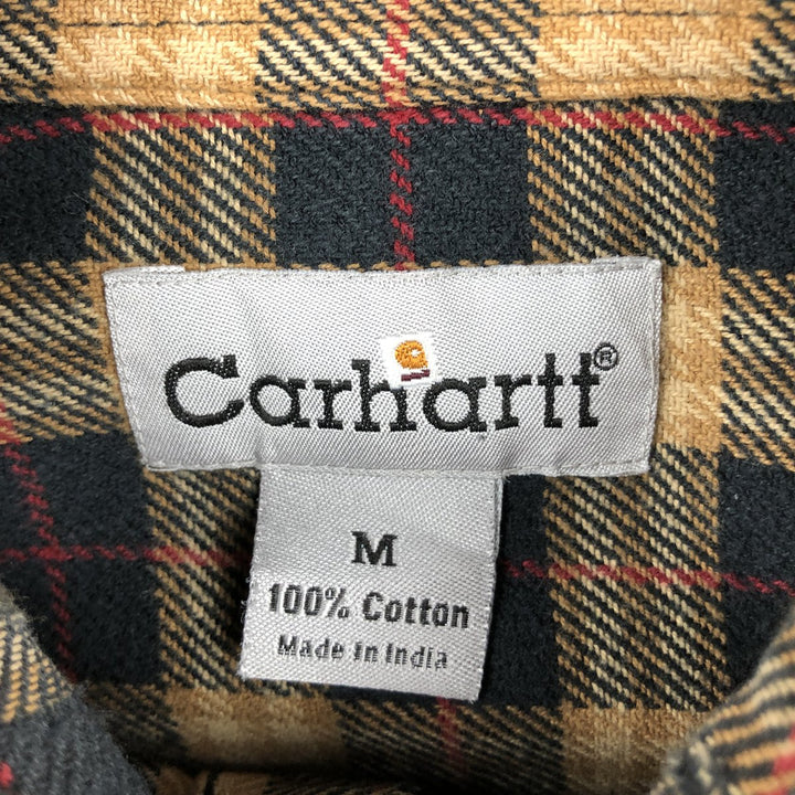 Carhartt long-sleeved button-down light flannel check shirt, men's size M cotton black type Vintage Second Hand