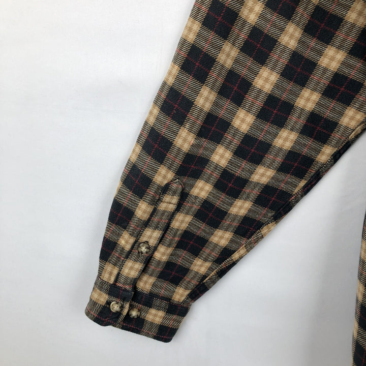 Carhartt long-sleeved button-down light flannel check shirt, men's size M cotton black type Vintage Second Hand