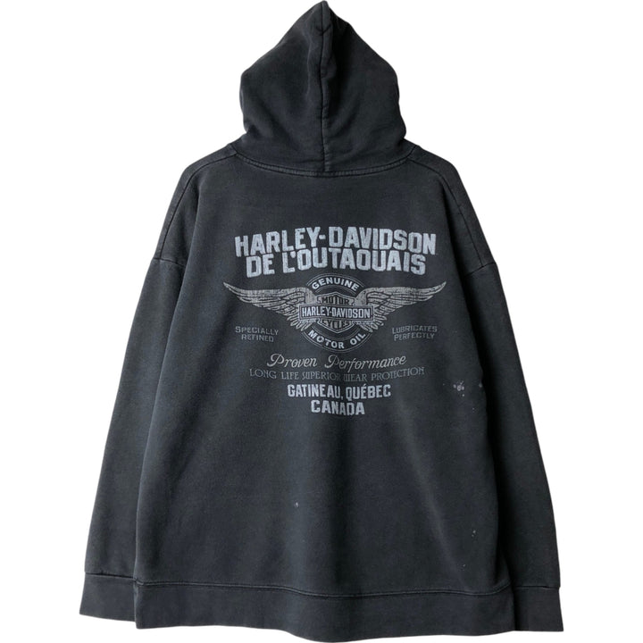 Harley-Davidson Skull Pattern Advertising Sweatshirt Pullover Hoodie, Men's Size XL (approx.) cotton Charcoal Vintage Second Hand