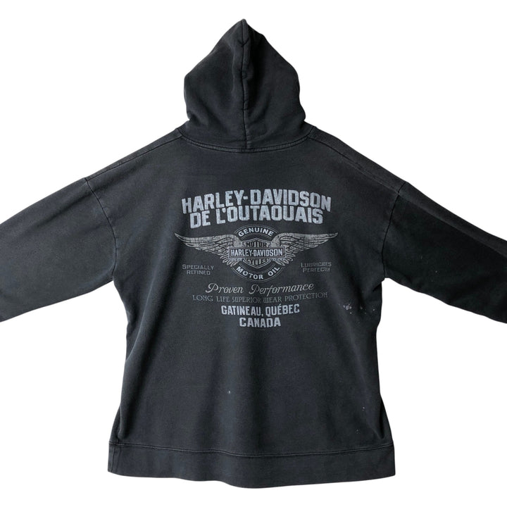 Harley-Davidson Skull Pattern Advertising Sweatshirt Pullover Hoodie, Men's Size XL (approx.) cotton Charcoal Vintage Second Hand