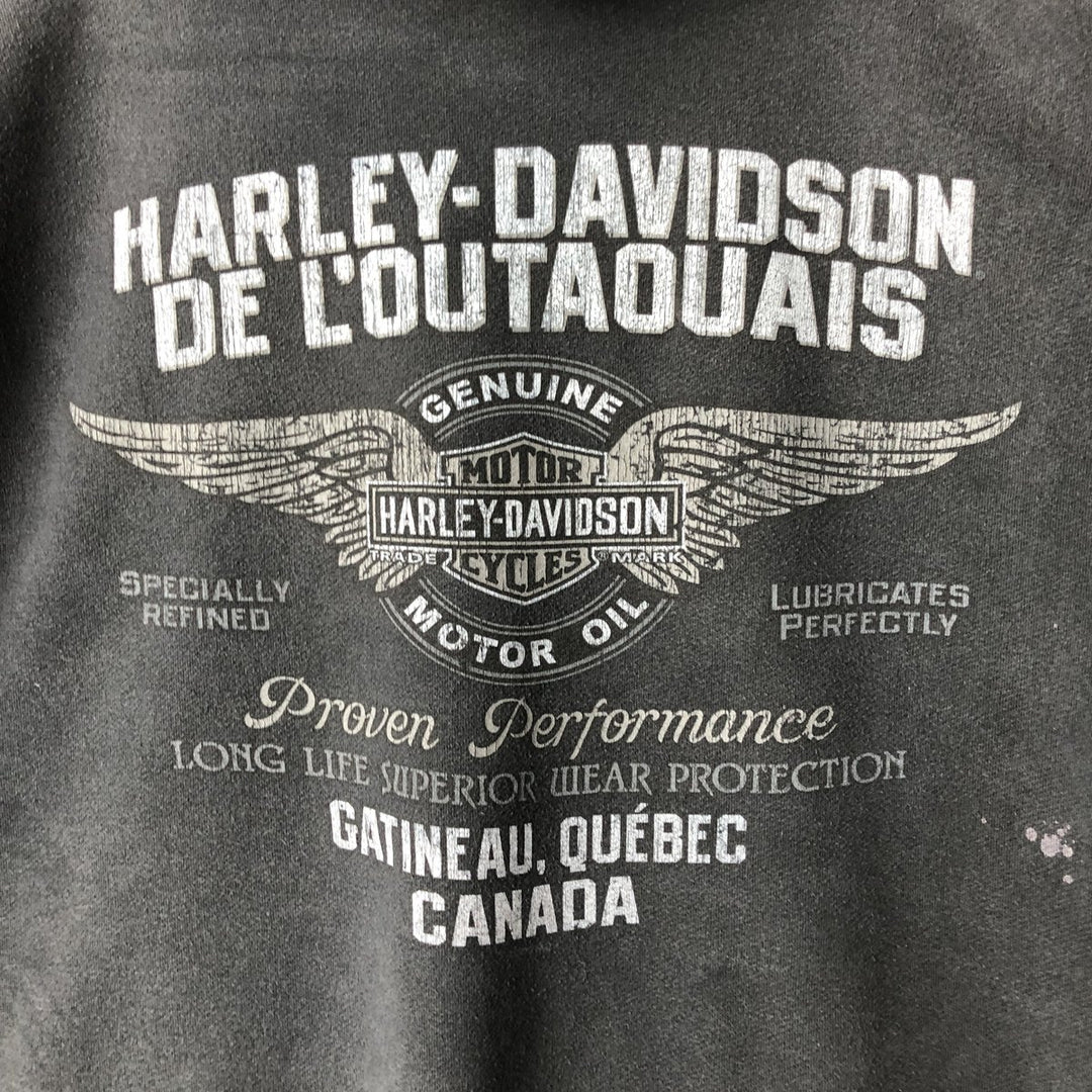 Harley-Davidson Skull Pattern Advertising Sweatshirt Pullover Hoodie, Men's Size XL (approx.) cotton Charcoal Vintage Second Hand