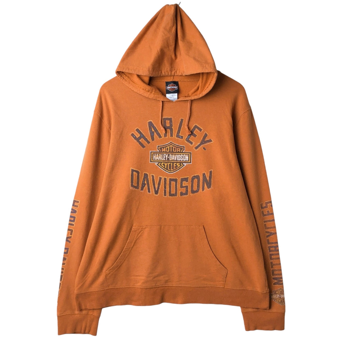 Harley-Davidson Advertising Pullover Hoodie, Men's XL cotton orange type Vintage Second Hand