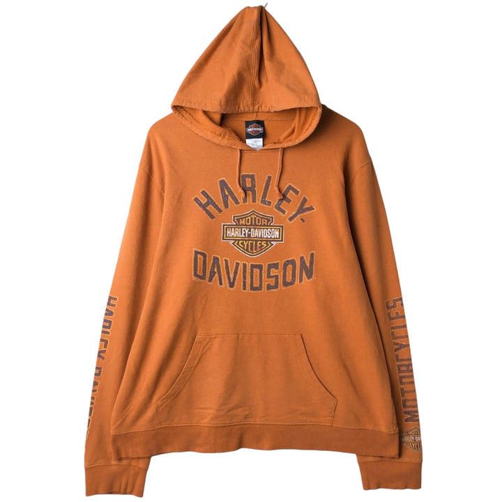 Harley-Davidson Advertising Pullover Hoodie, Men's XL cotton orange type Vintage Second Hand