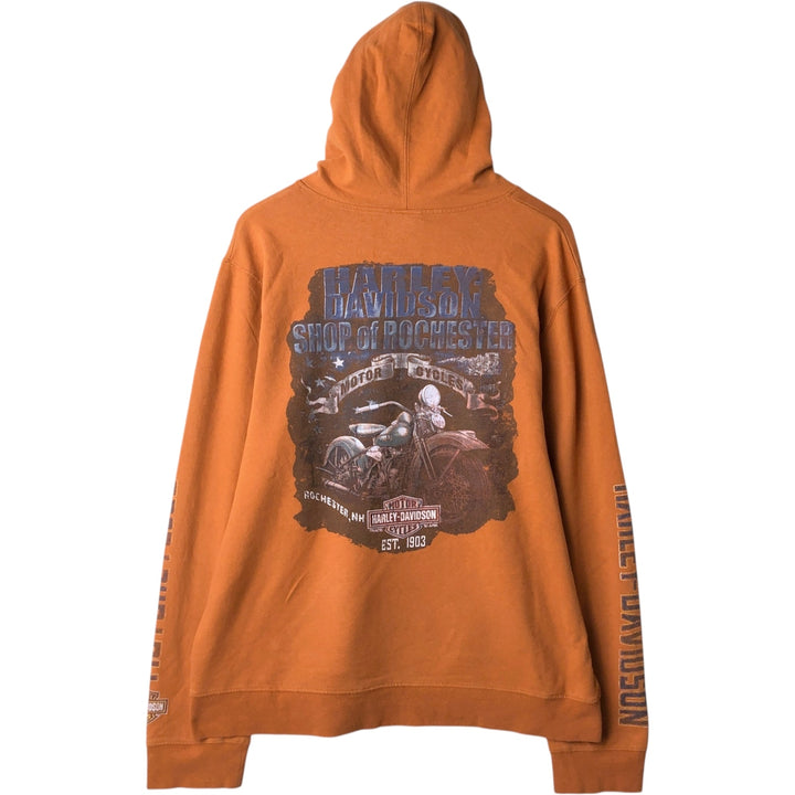 Harley-Davidson Advertising Pullover Hoodie, Men's XL cotton orange type Vintage Second Hand