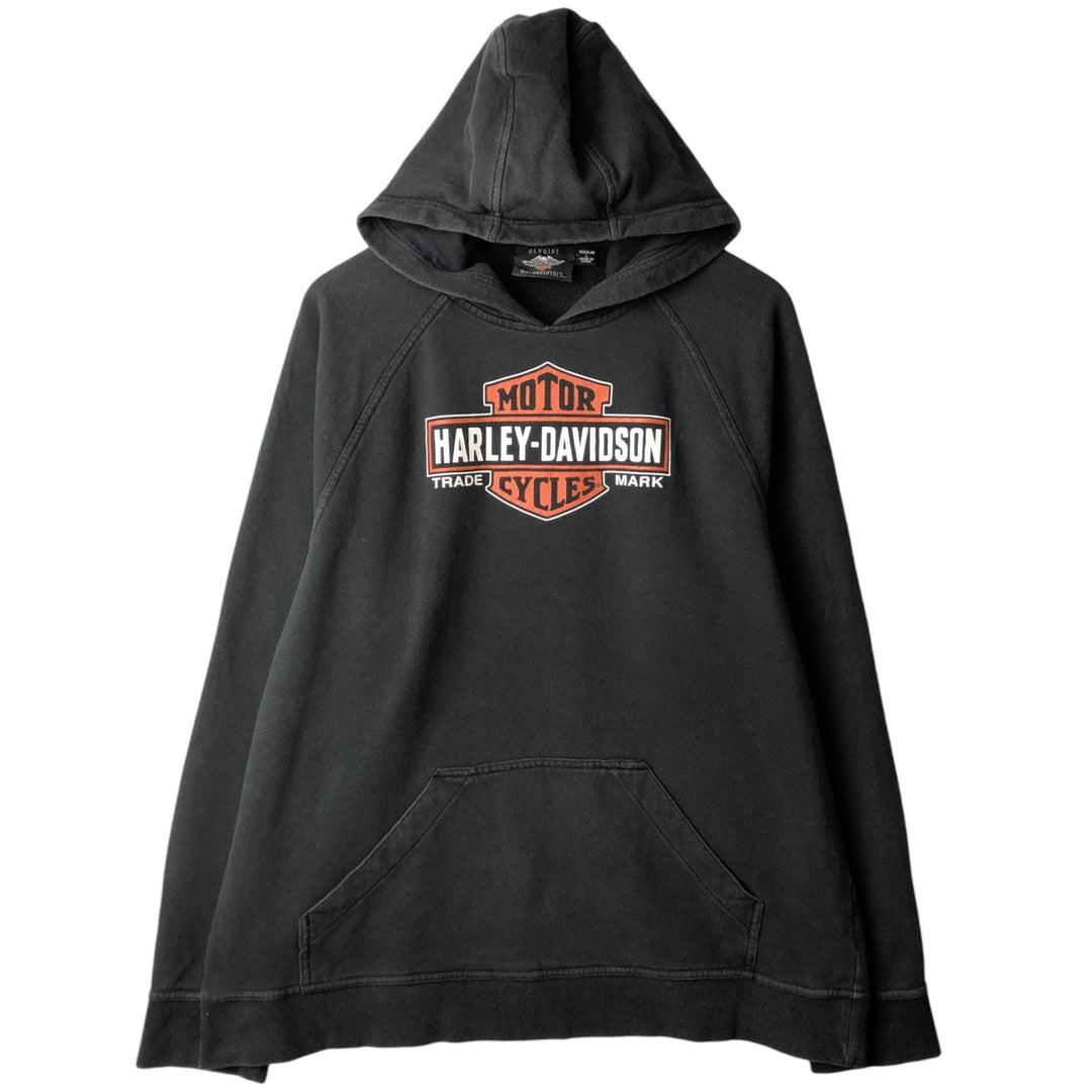 Harley-Davidson Advertising Pullover Hoodie, Men's Size L cotton black type Vintage Second Hand