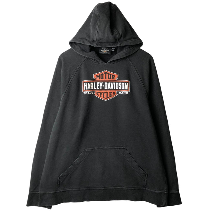 Harley-Davidson Advertising Pullover Hoodie, Men's Size L cotton black type Vintage Second Hand