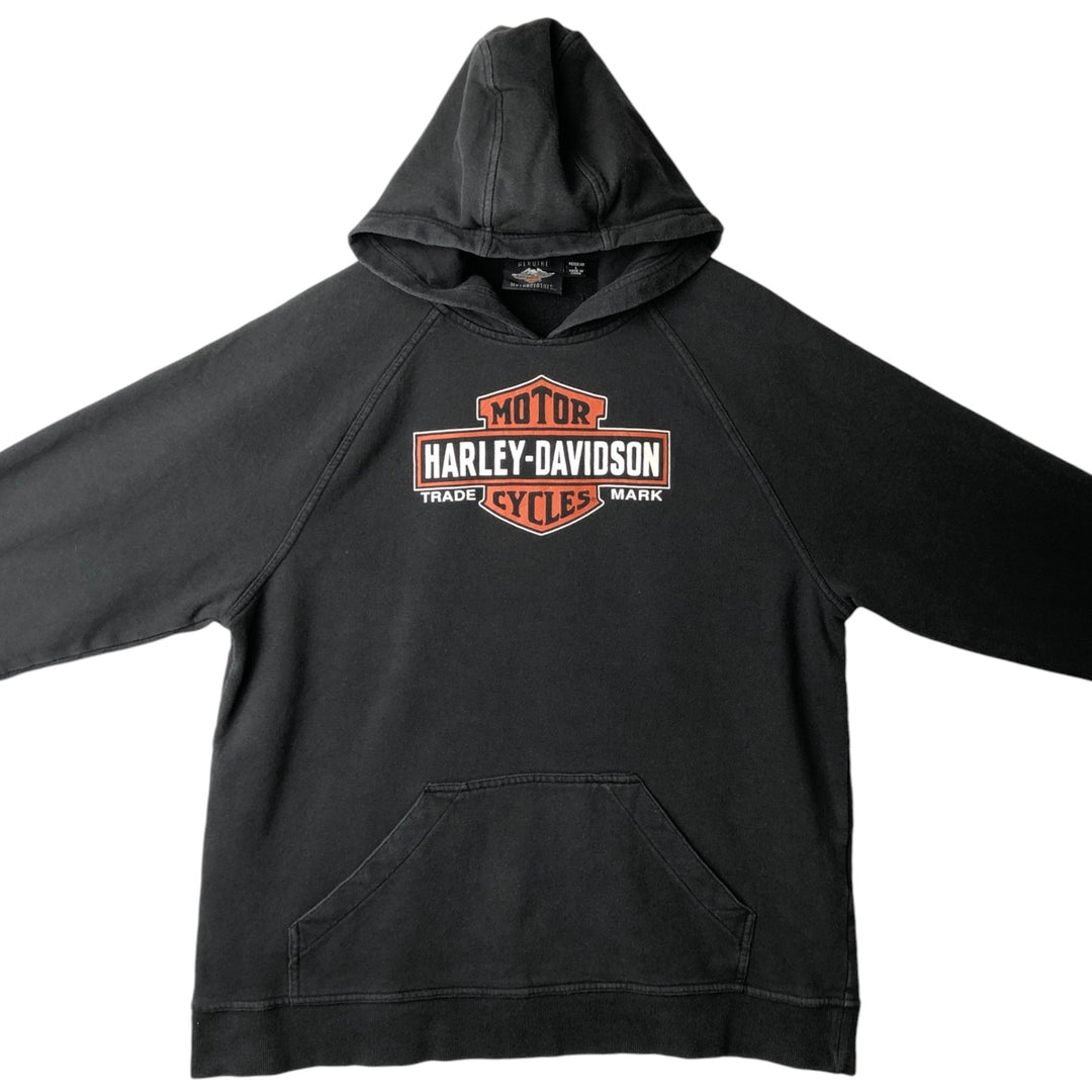 Harley-Davidson Advertising Pullover Hoodie, Men's Size L cotton black type Vintage Second Hand