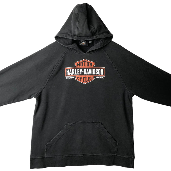 Harley-Davidson Advertising Pullover Hoodie, Men's Size L cotton black type Vintage Second Hand