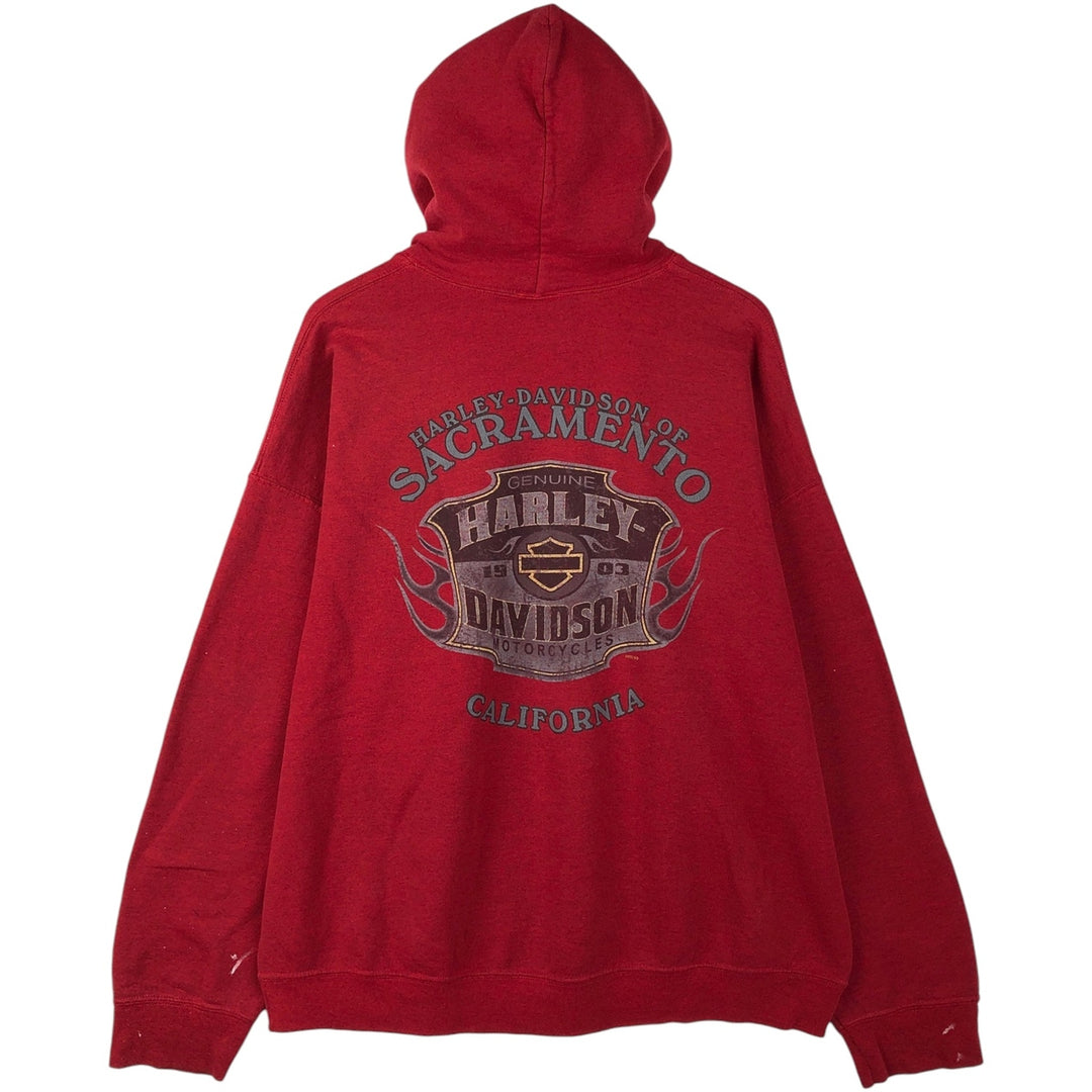 Harley-Davidson Advertising Pullover Hoodie, Men's XXL cotton red type Vintage Second Hand