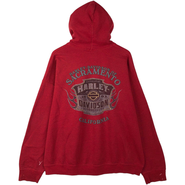 Harley-Davidson Advertising Pullover Hoodie, Men's XXL cotton red type Vintage Second Hand