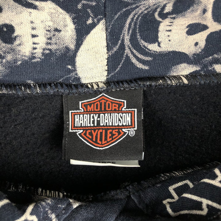 Harley-Davidson Skull Pattern Skull Wing Advertising Sweatshirt Pullover Hoodie (Men's Size L) cotton black type Vintage Second Hand