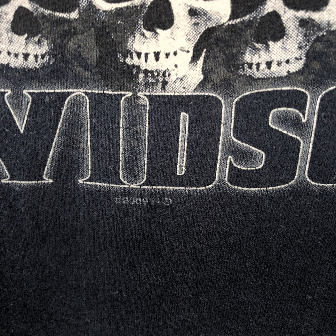 Harley-Davidson Skull Pattern Skull Wing Advertising Sweatshirt Pullover Hoodie (Men's Size L) cotton black type Vintage Second Hand