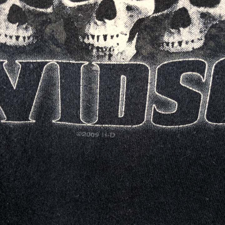 Harley-Davidson Skull Pattern Skull Wing Advertising Sweatshirt Pullover Hoodie (Men's Size L) cotton black type Vintage Second Hand
