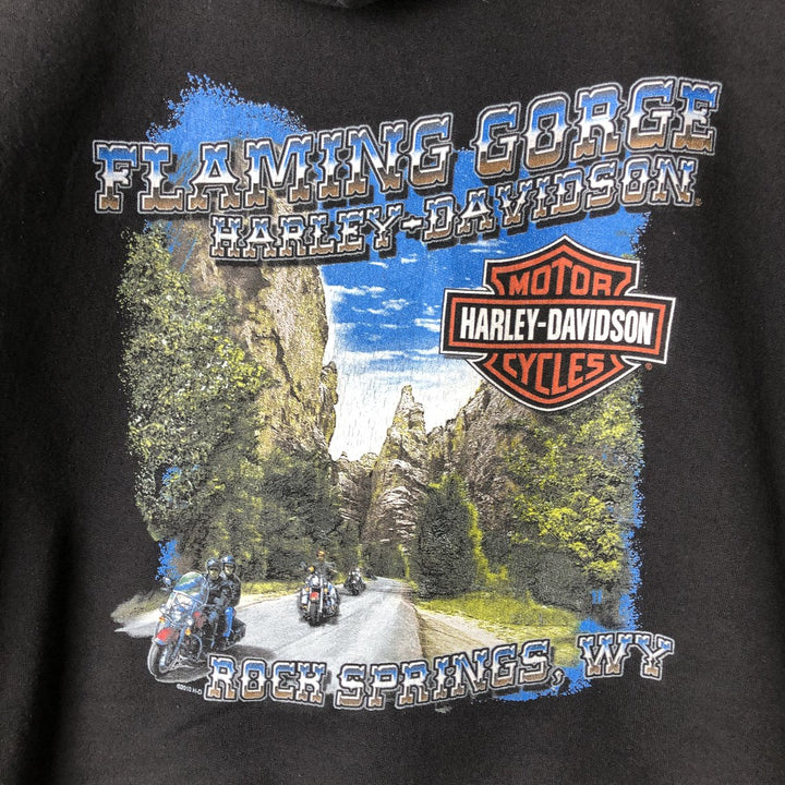 Harley-Davidson Eagle Pattern Fire Pattern Advertising Sweatshirt Pullover Hoodie, Men's Size XL (approx.) cotton black type Vintage Second Hand