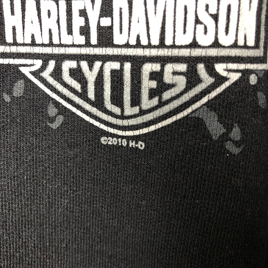 Harley-Davidson Eagle Pattern Fire Pattern Advertising Sweatshirt Pullover Hoodie, Men's Size XL (approx.) cotton black type Vintage Second Hand