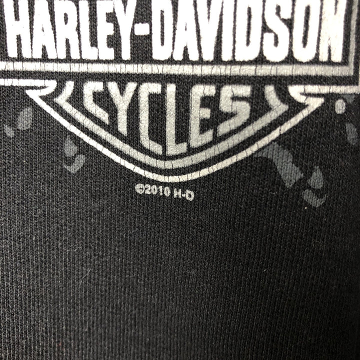 Harley-Davidson Eagle Pattern Fire Pattern Advertising Sweatshirt Pullover Hoodie, Men's Size XL (approx.) cotton black type Vintage Second Hand