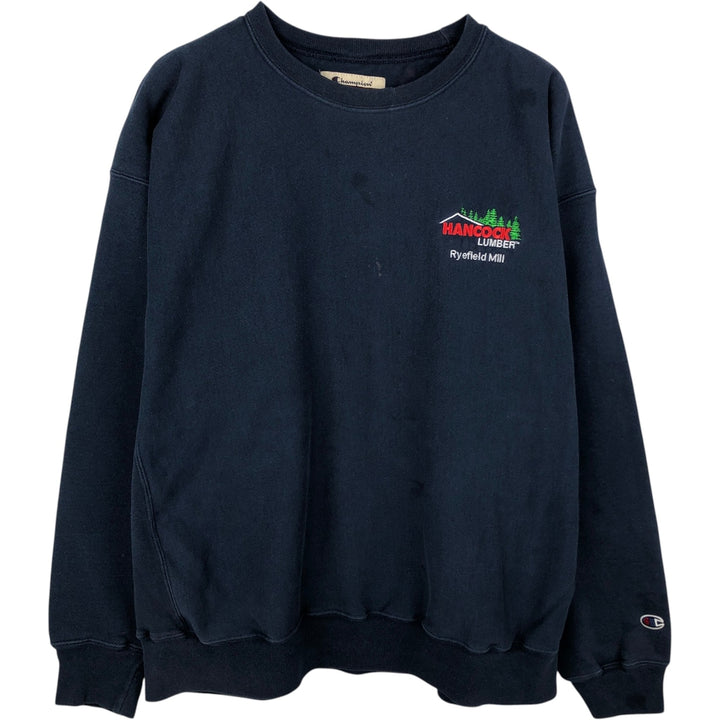 2000'S Champion Premium Reverse Weave Sweatshirt (Men's XXL equivalent) cotton navy blue type Vintage Second Hand
