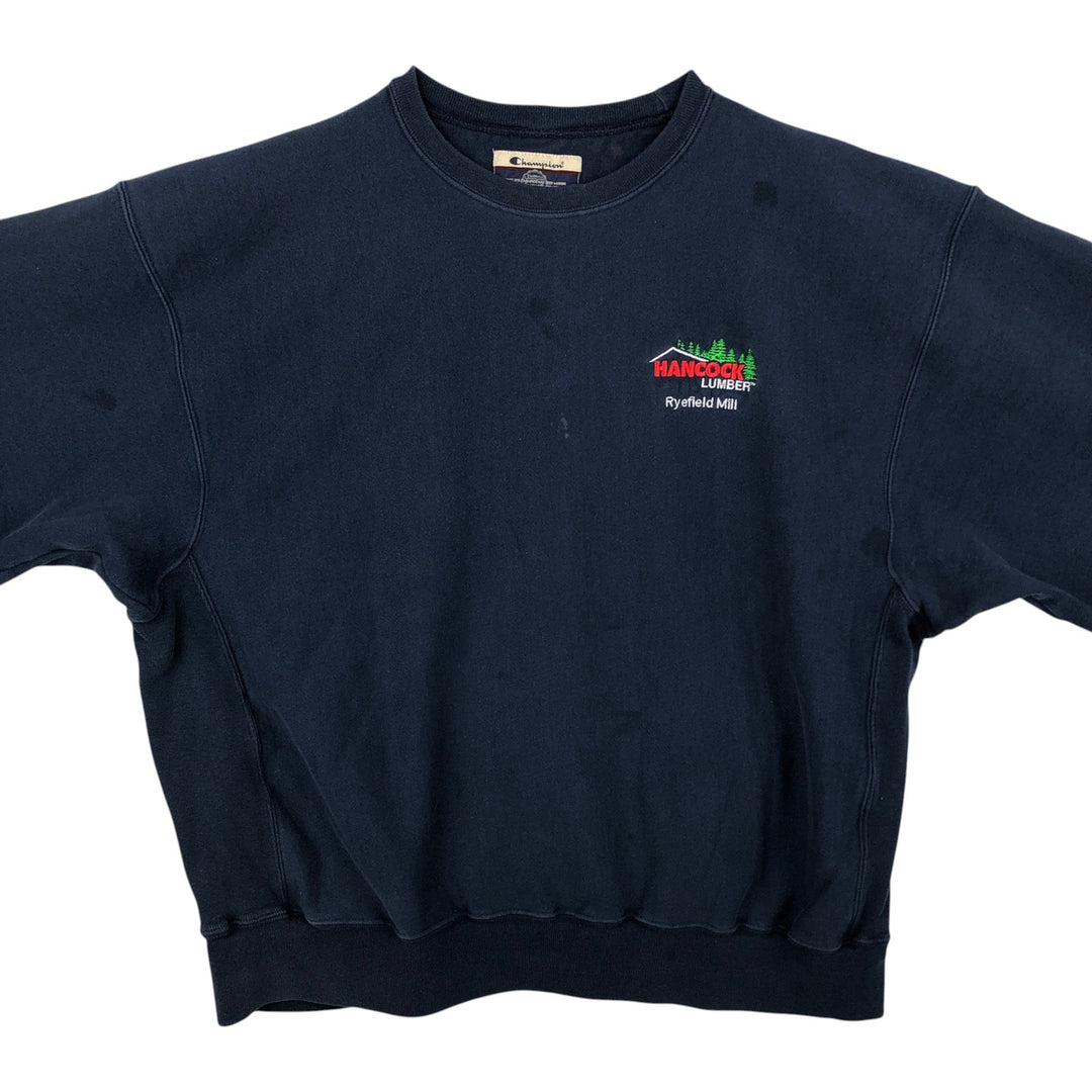 2000'S Champion Premium Reverse Weave Sweatshirt (Men's XXL equivalent) cotton navy blue type Vintage Second Hand