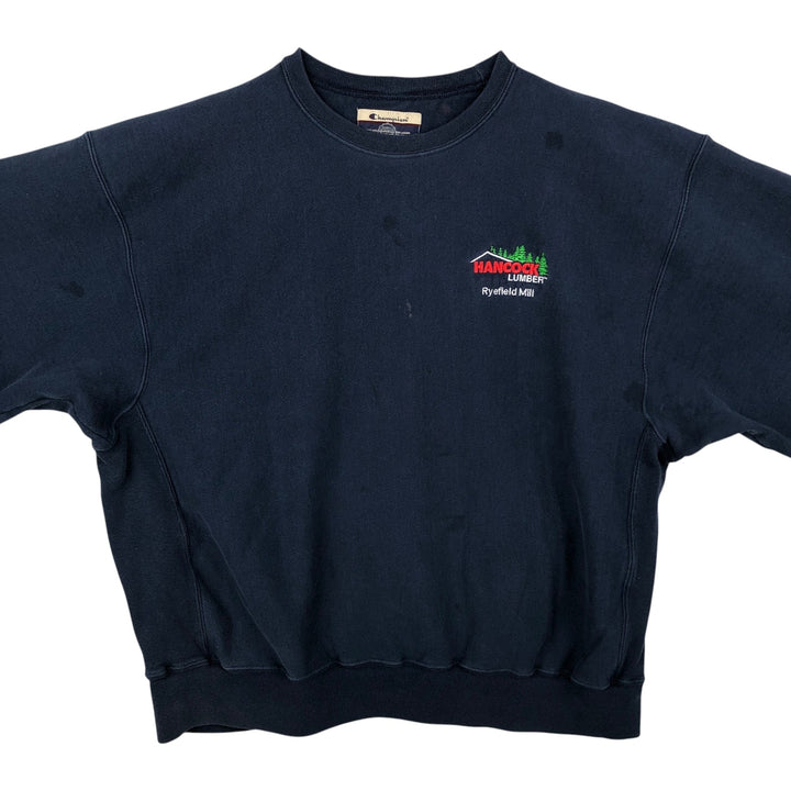 2000'S Champion Premium Reverse Weave Sweatshirt (Men's XXL equivalent) cotton navy blue type Vintage Second Hand