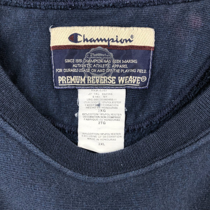 2000'S Champion Premium Reverse Weave Sweatshirt (Men's XXL equivalent) cotton navy blue type Vintage Second Hand