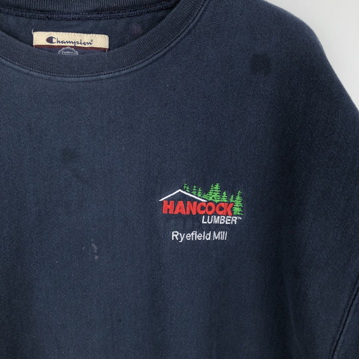 2000'S Champion Premium Reverse Weave Sweatshirt (Men's XXL equivalent) cotton navy blue type Vintage Second Hand