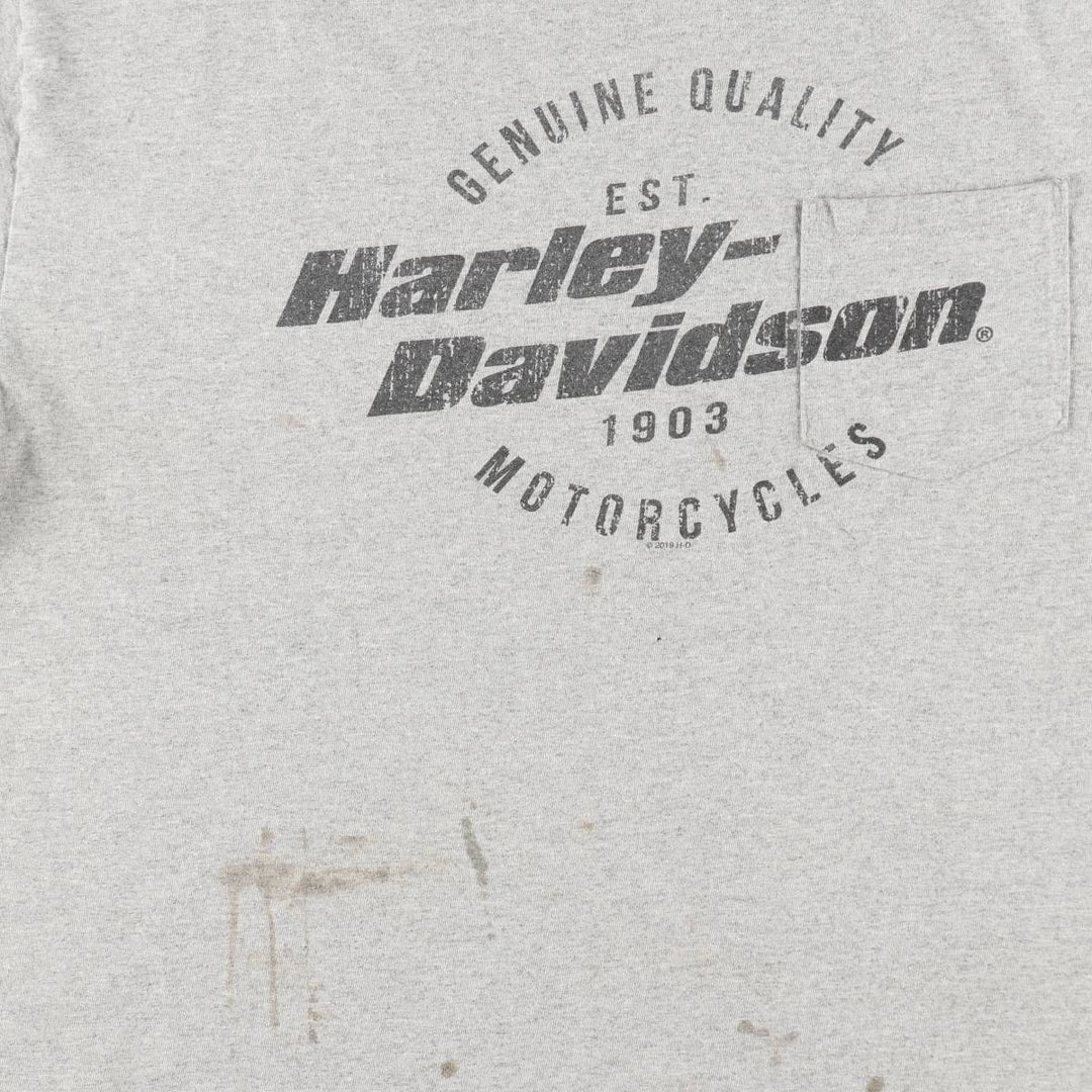 Harley-Davidson Eagle Pattern Motorcycle Bike T-shirt Men's XL cotton gray type Vintage Second Hand