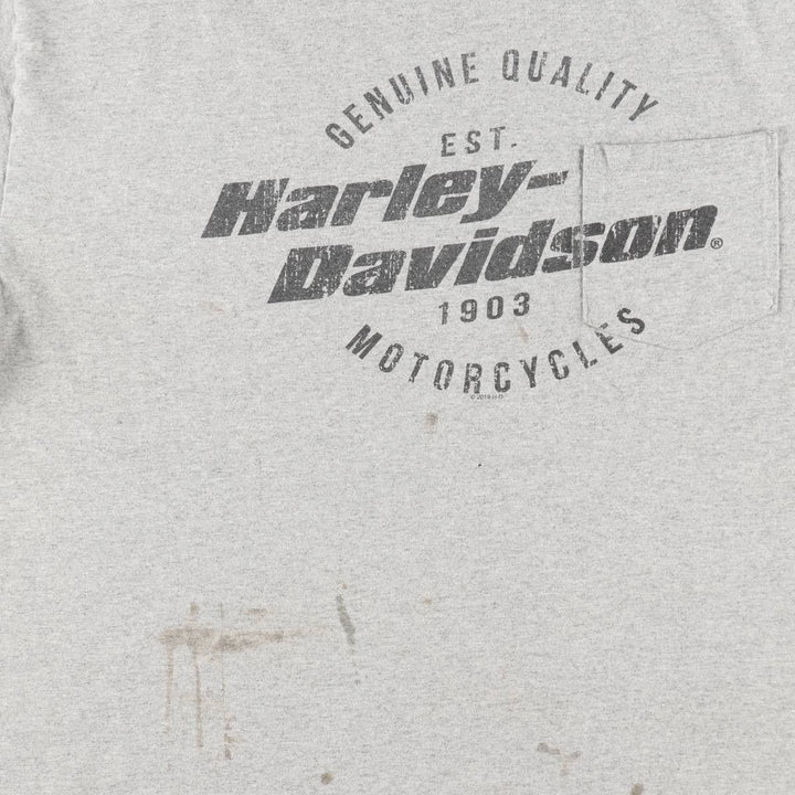 Harley-Davidson Eagle Pattern Motorcycle Bike T-shirt Men's XL cotton gray type Vintage Second Hand