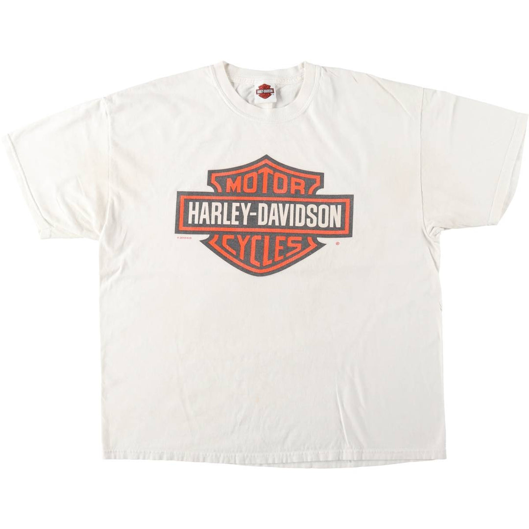 Harley-Davidson Large Logo Motorcycle T-Shirt, Men's Size XL (approx.) cotton white type Vintage Second Hand